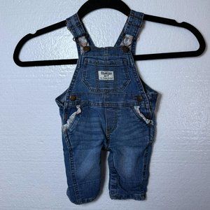 OshKosh B'Gosh Baby Girls Size 3M 3 Months Denim Jean Overalls Floral Blue Pants